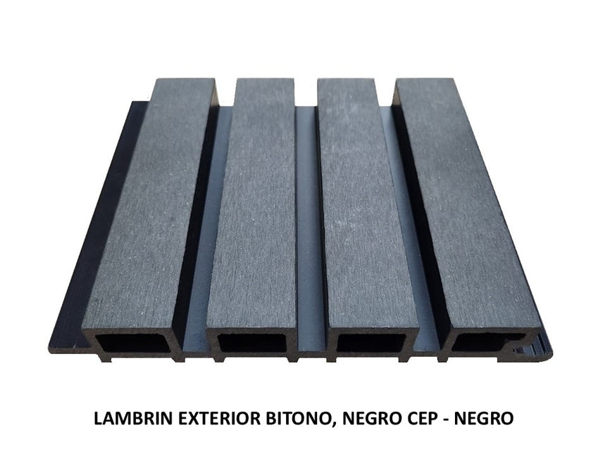 Lambrín Exterior Bitono – Negro Cepillado / Negro